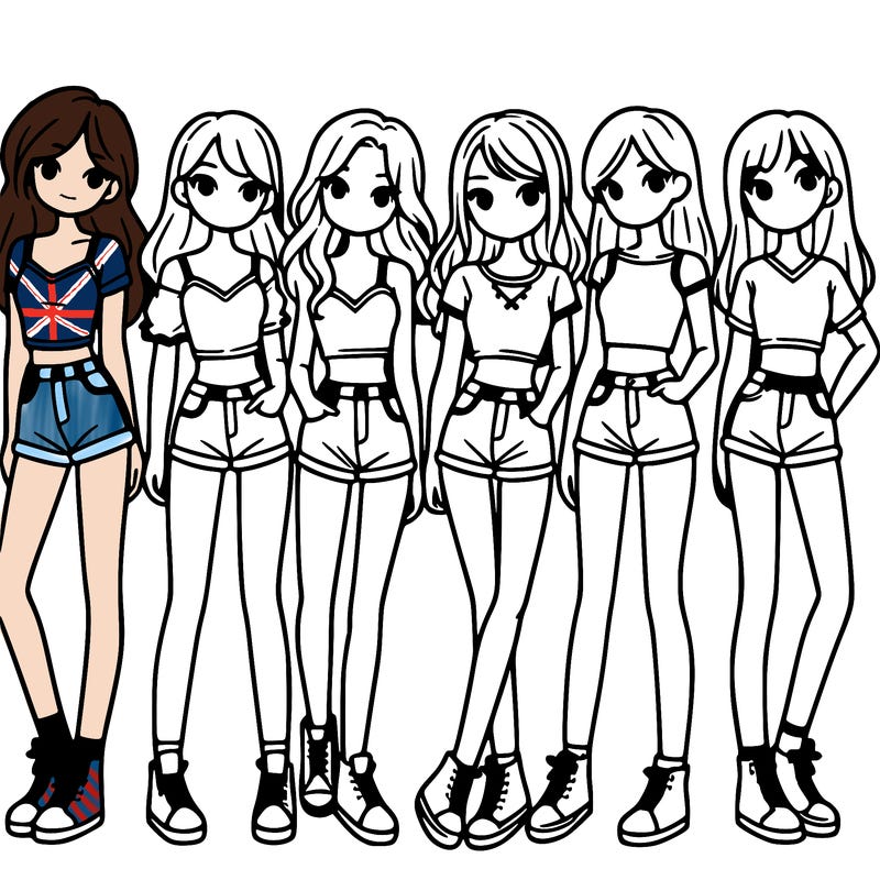 a group of girls wearing crop tops and shorts