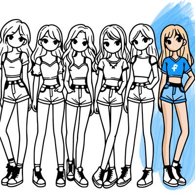 a group of girls wearing crop tops and shorts