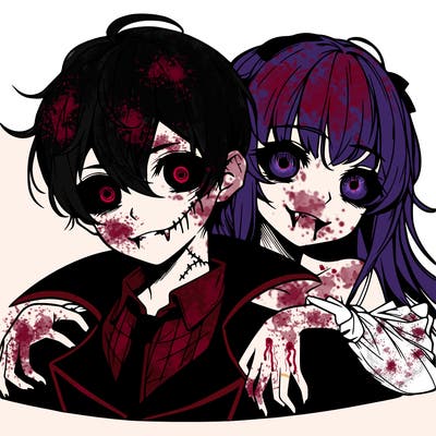 creepy vampire boy and girl anime