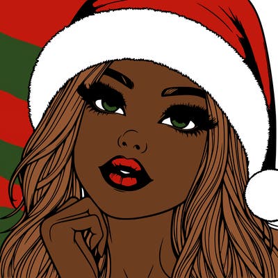 realistic christmas girl with lips