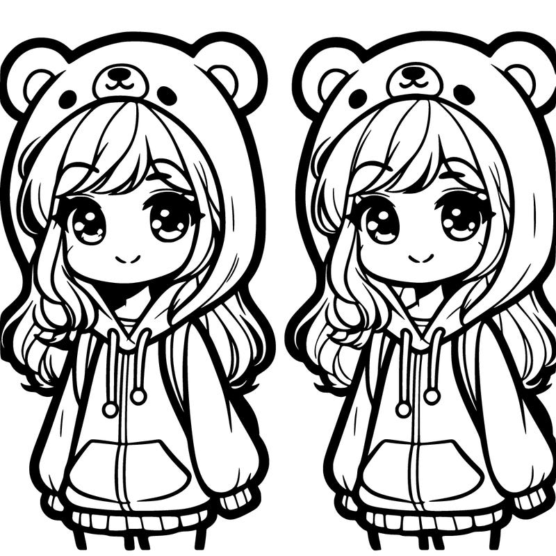 cute girl with a bear hoodie