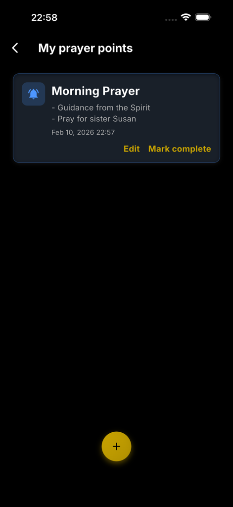 Bible Study Buddy - Una lista personalizada de puntos de oración matutinos dentro de la aplicación Bible Study Buddy