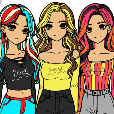 a group of realistic girls