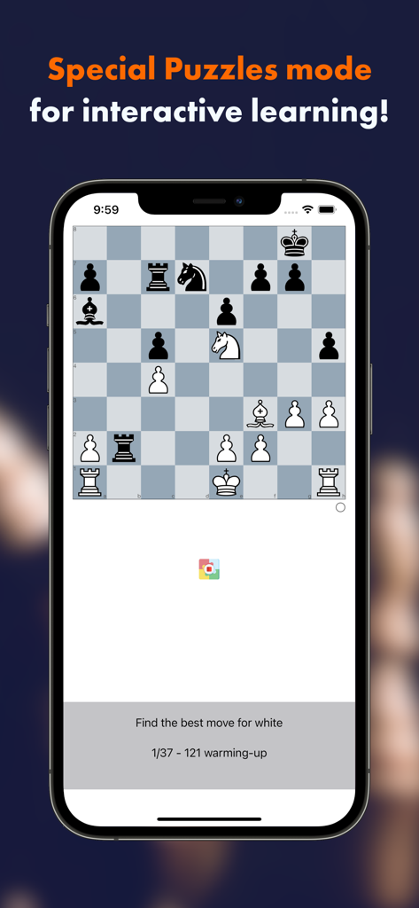 Learn with Forward Chess - Forward Chess app displaying an interactive chess puzzle in Special Puzzles mode