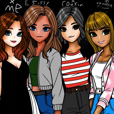 a group of girls realistic