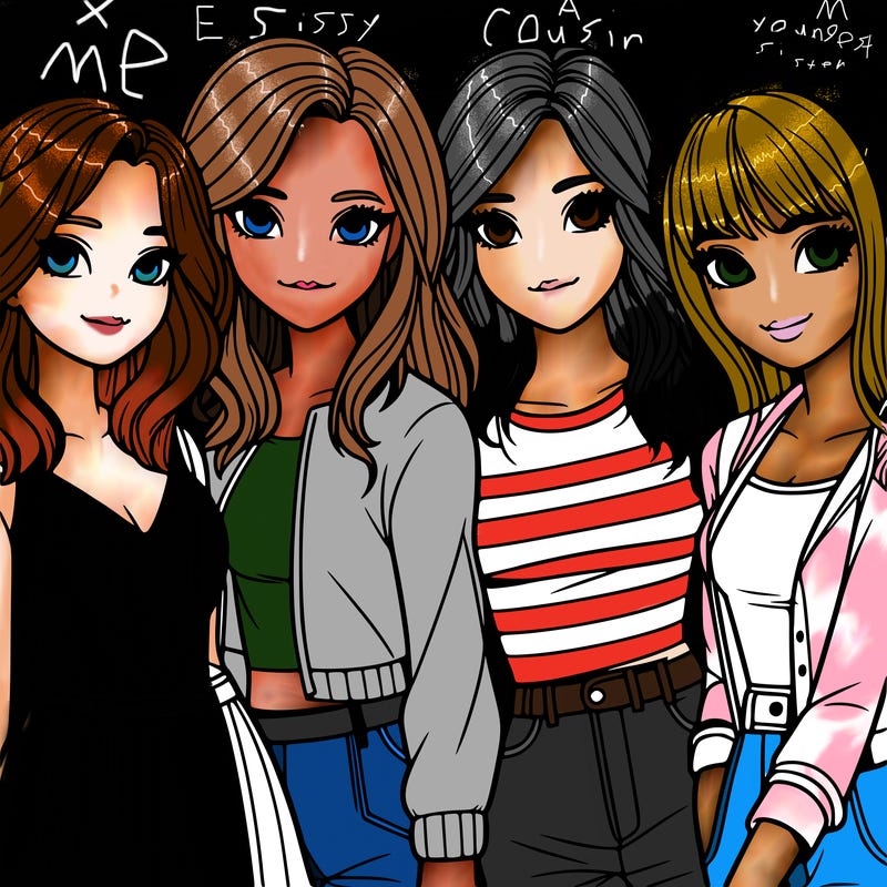 a group of girls realistic