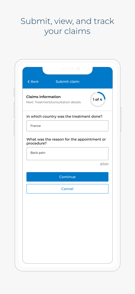 Bupa Global MembersWorld - Bupa Global MembersWorld app claim submission interface