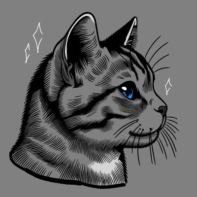 cat face side view realistic