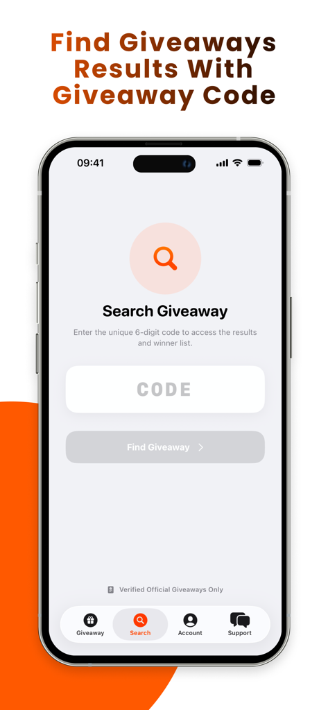 Instabom - Instagram Giveaway - Tela de pesquisa para encontrar resultados oficiais de sorteios com um código exclusivo