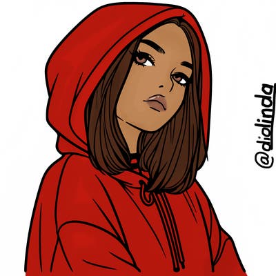a realistic girl in a hoodie