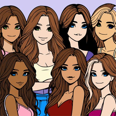 a group of realistic girls