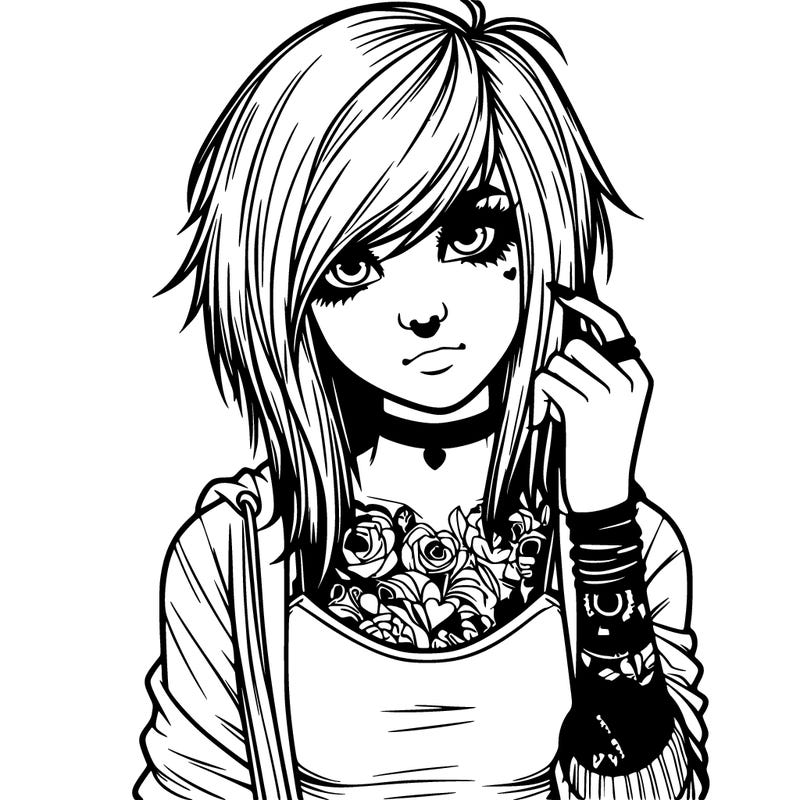 realistic attractive emo girl