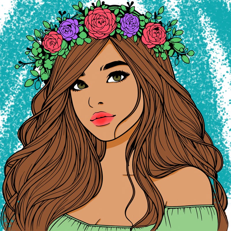 realistic girl with flower crown
