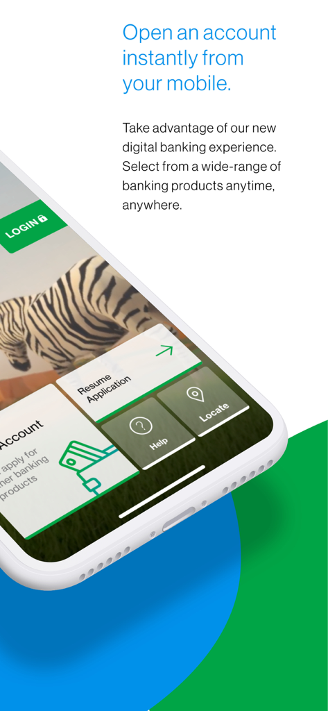 SC Mobile Uganda - Tela do aplicativo SC Mobile Uganda destacando a abertura instantânea de conta móvel e serviços bancários digitais