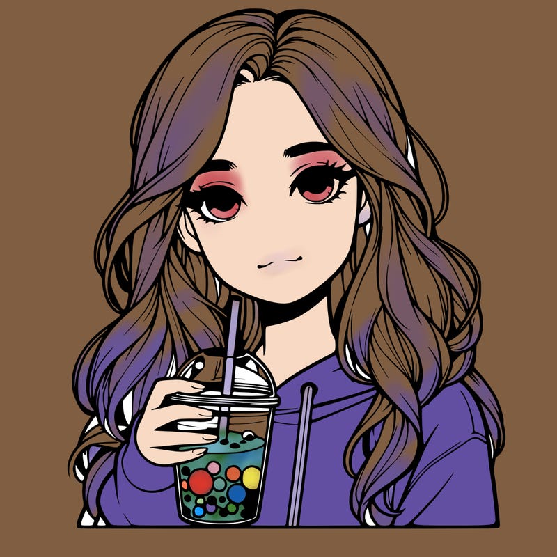 realistic teen girl with boba