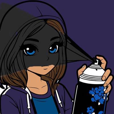 realistic girl spray painting