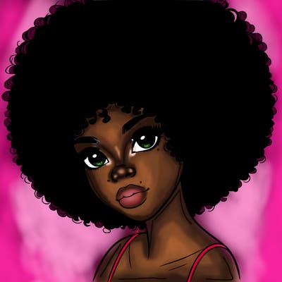 realistic girl with afro
