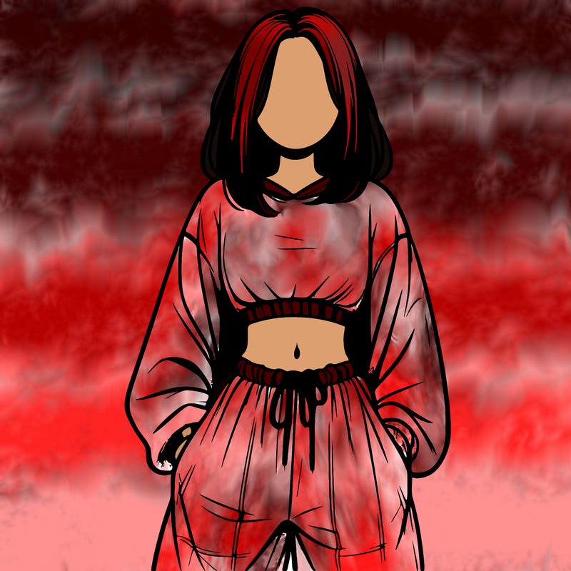 realistic girl faceless with baggy pants and a crop top