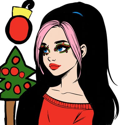 realistic girl with a high ponytail