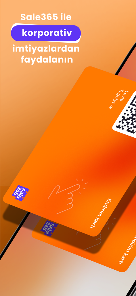 Sale365 - A digital corporate discount card within the Sale365 app featuring a QR code.