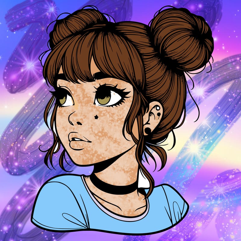 realistic girl with spacebuns