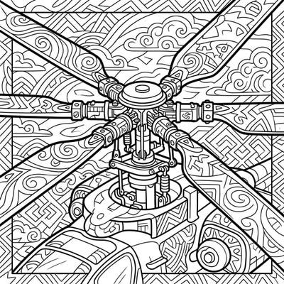 Engage in a captivating coloring experience with this detailed helicopter rotors design. Specially crafted for seniors, it offers clear lines and intricate patterns for relaxation and cognitive stimulation.