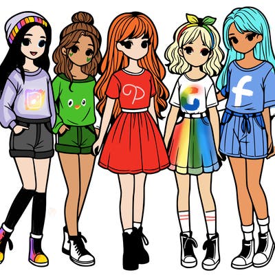 a group of five girls