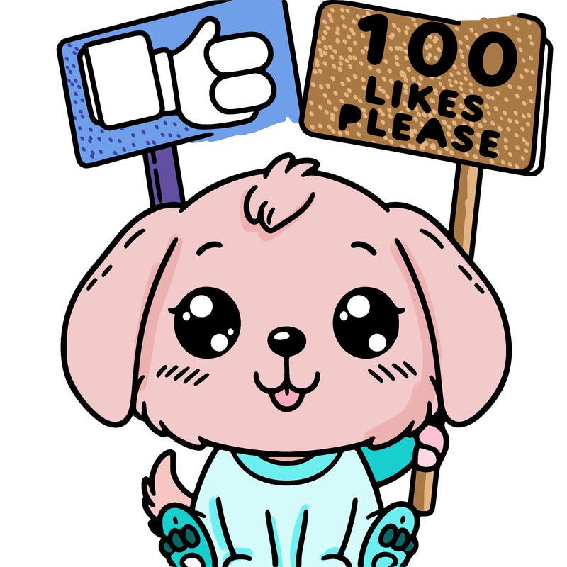 cute puppy holding a sign that says 100 likes please