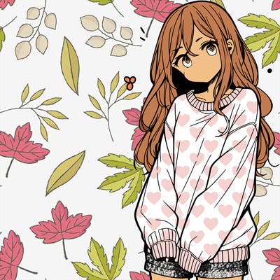 manga teen girl  in a sweater and baggy pants