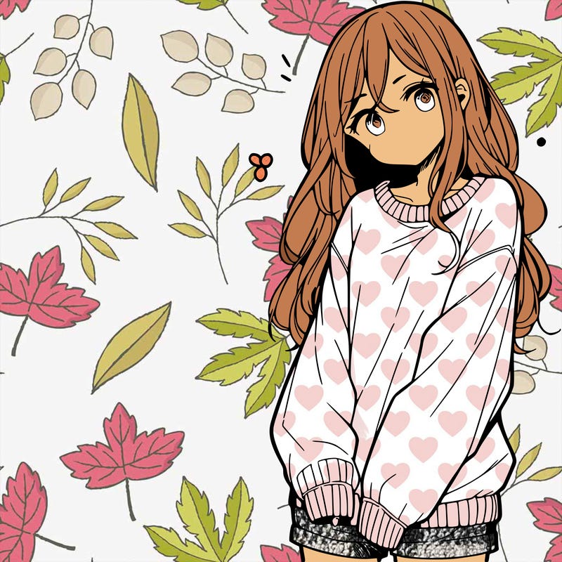 manga teen girl  in a sweater and baggy pants