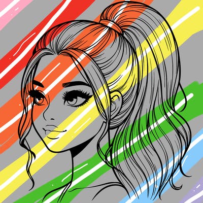 realistic girl with a high ponytail