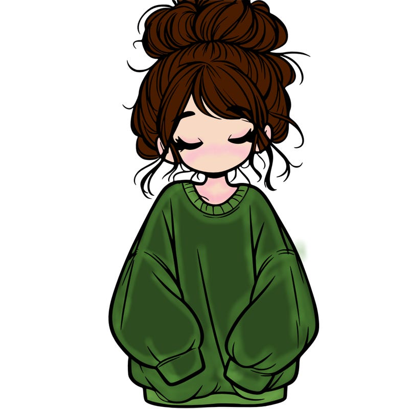 girl with baggy sweatshirt and messy bun