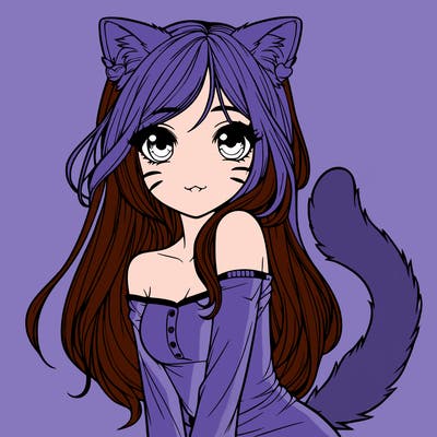 realistic girl with cat ears and tail