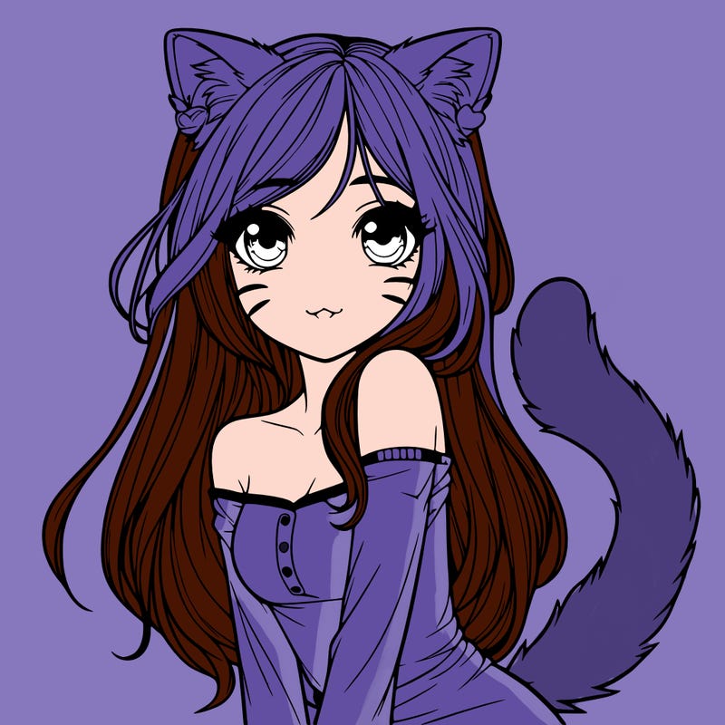 realistic girl with cat ears and tail