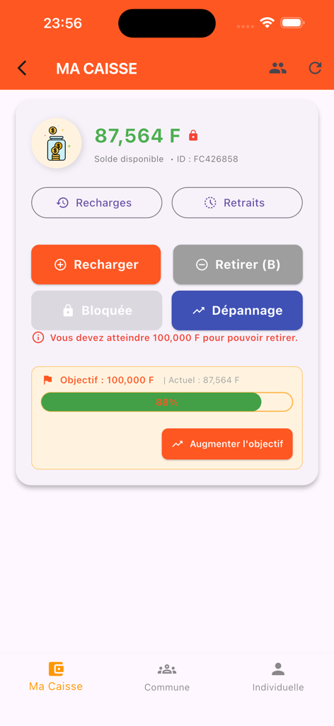 Faris - Faris app savings wallet interface displaying account balance and goal progress bar