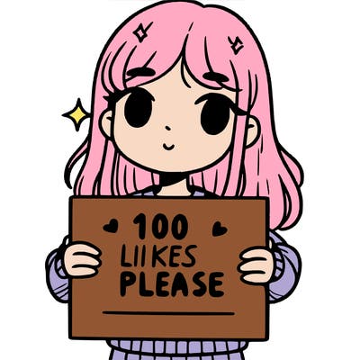 a girl holding up a sign saying 100 likes please
