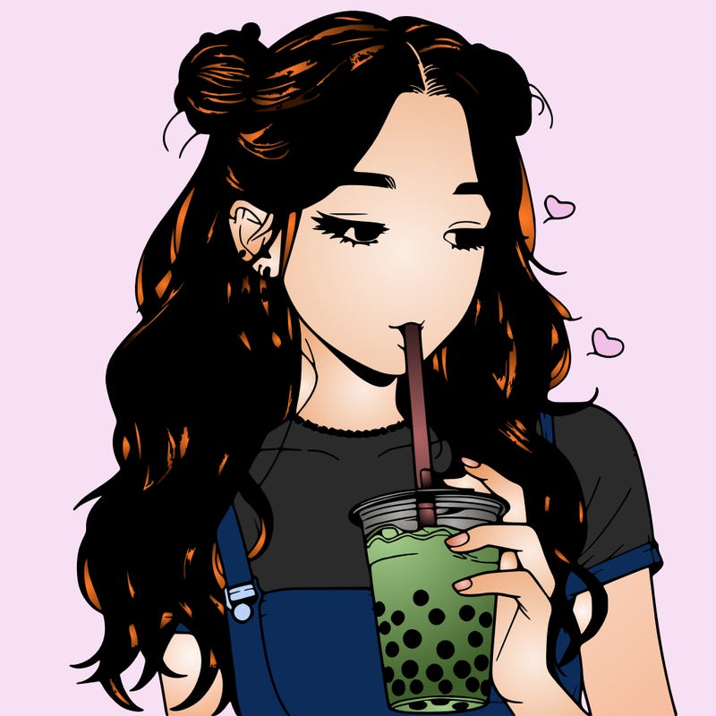 aesthetic realistic girl with boba