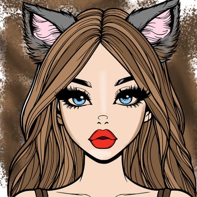 realistic girl with fox ears and realistic lips