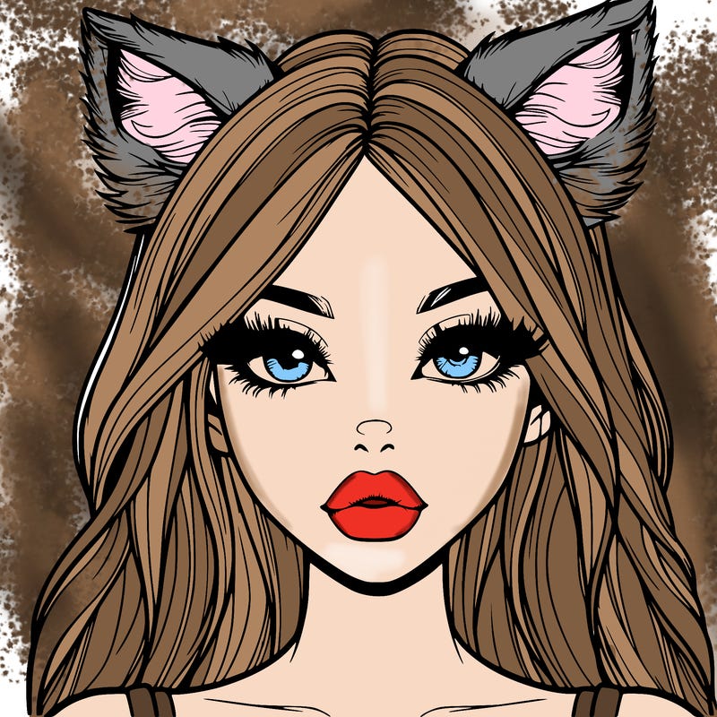 realistic girl with fox ears and realistic lips