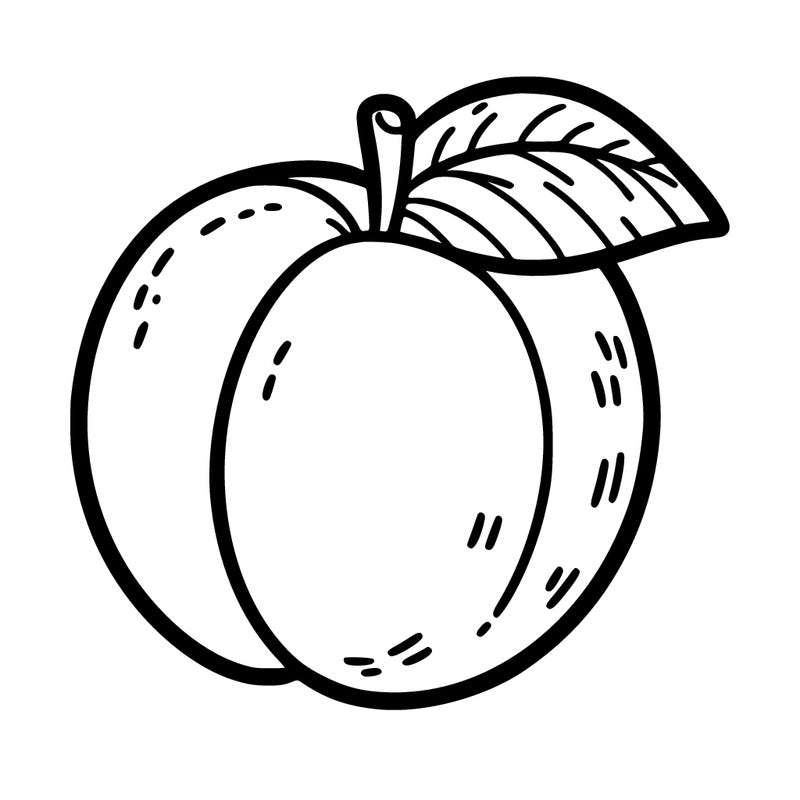 a peach with simple details to color