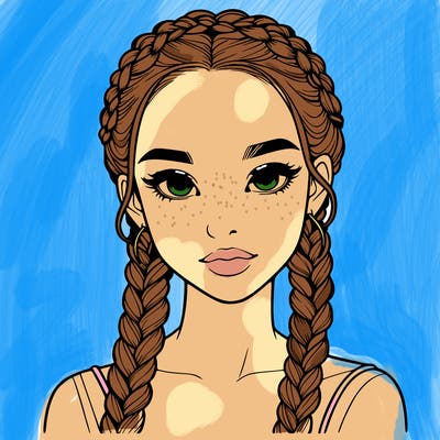 realistic girl with braids
