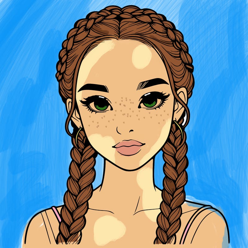 realistic girl with braids