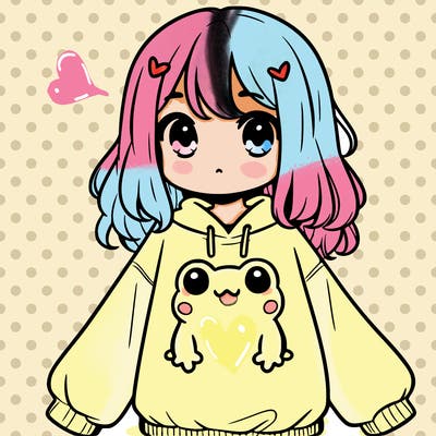 girl wearing frogging sweatshirt