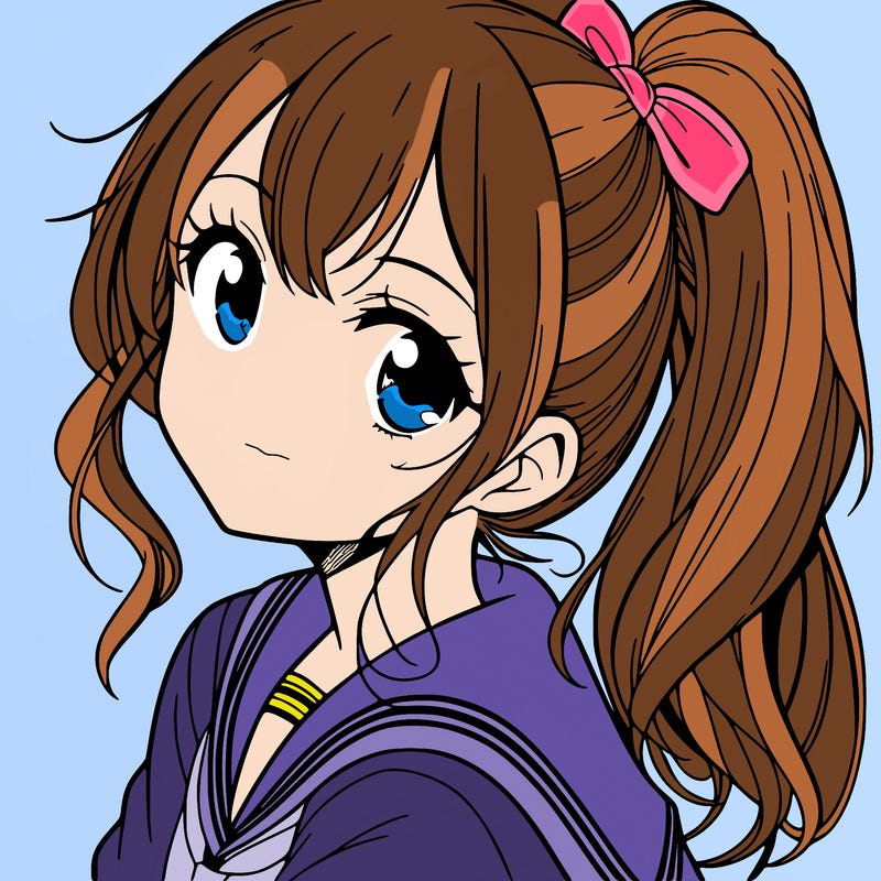 manga girl with ponytail