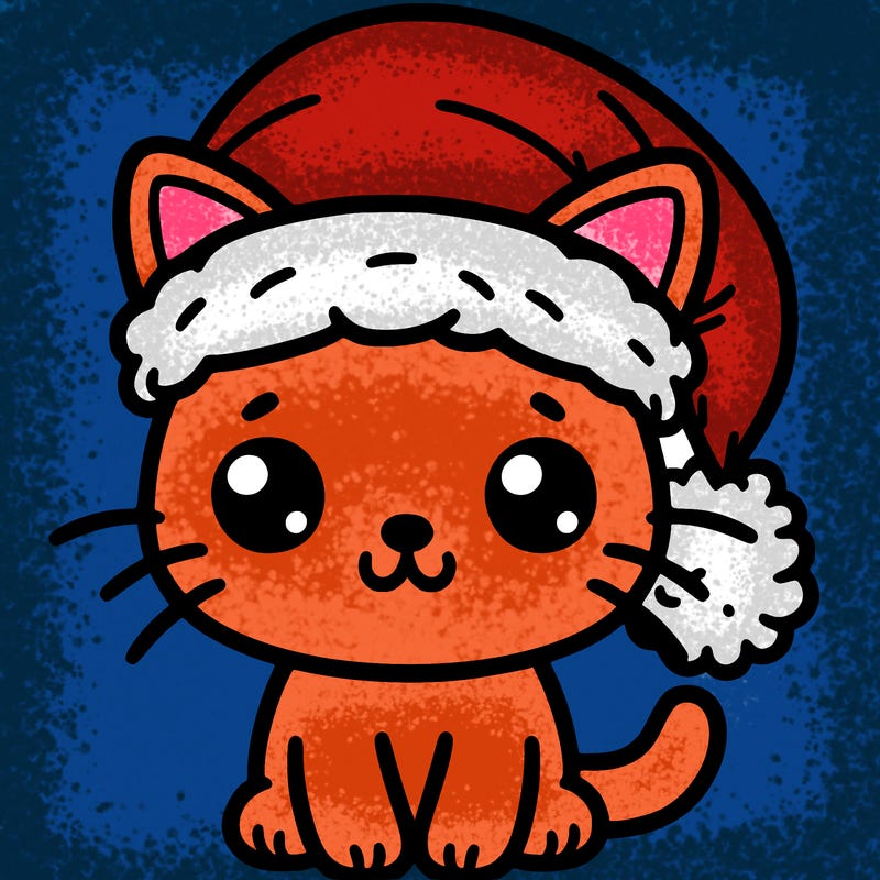 kitty with santa hat on
