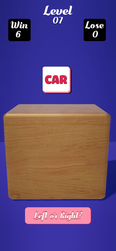 Cake Or fake Challenge! - Mystery box challenge gameplay screen in the Cake or Fake Challenge app showing a wooden box and a win lose counter