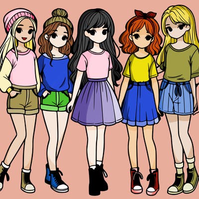 a group of five girls