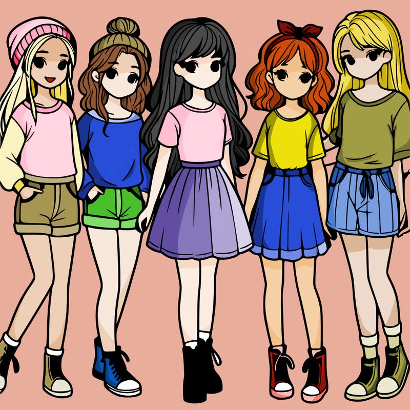 a group of five girls