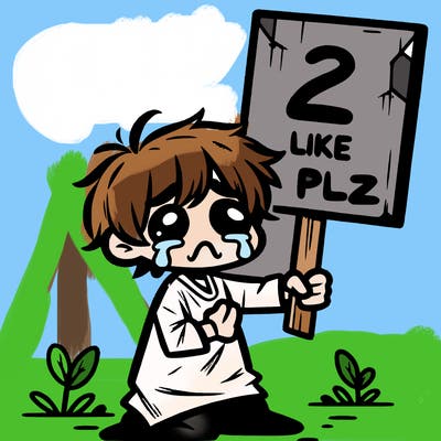 small poor toddler crying with sign that says 2 like plz