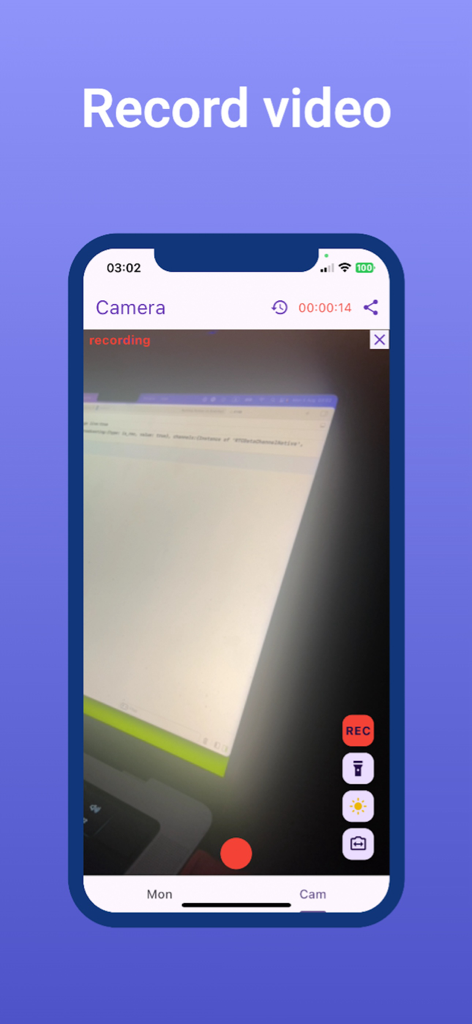 Homesafe: Home Security Camera - Homesafe app interface showing the video recording feature with a live camera feed and controls